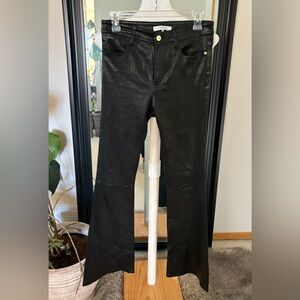 FRAME Black Le High Flare Lamb Leather Pants